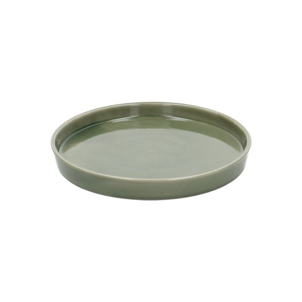 Dark-green earthenware flowerpot saucer, Ø 17 cm