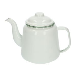 Cafetière/Théière en émail, blanc/gris-vert