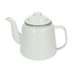 Theepot, emaille, wit/groengrijs