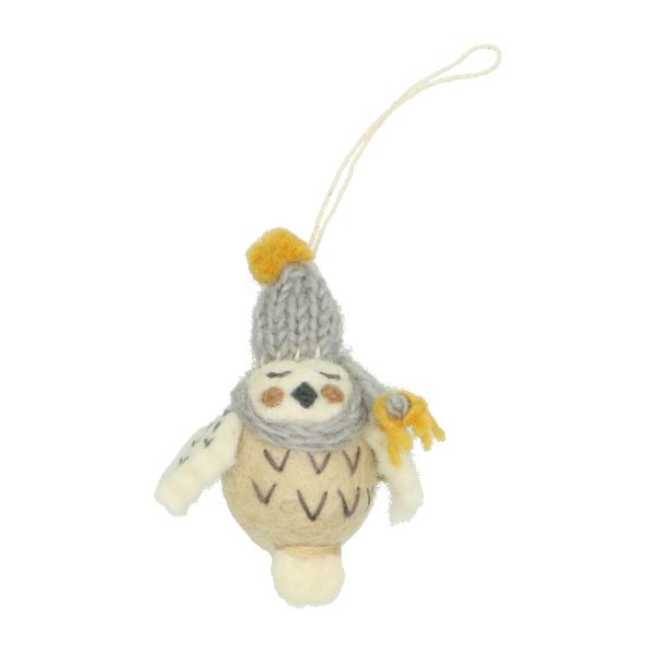 Suspension de Noël Elin le harfang des neiges, feutrine, collaboration WWF
