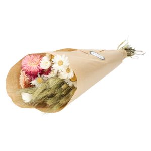 Droogbloemen, gemengd boeket, wit/roze Droogbloemen, gemengd boeket, wit/roze