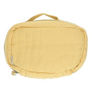 Large, yellow, organic cotton toiletry bag, 26 x 16 x 10 cm