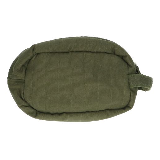 Medium-sized, dark green, organic cotton toiletry bag, 20 x 12 x 9 cm