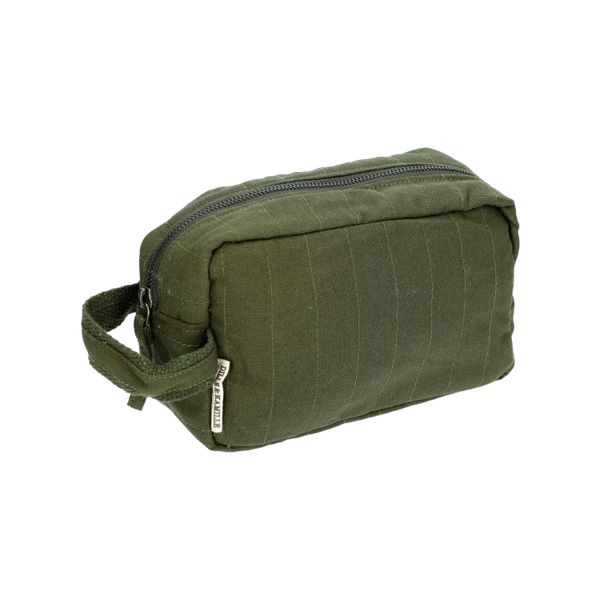 Toilettas middel, biologisch katoen, donkergroen, 20 x 12 x 9 cm