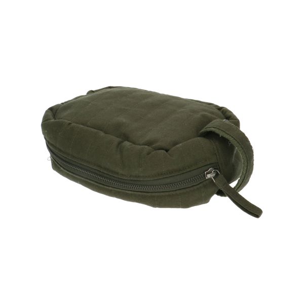 Medium-sized, dark green, organic cotton toiletry bag, 20 x 12 x 9 cm