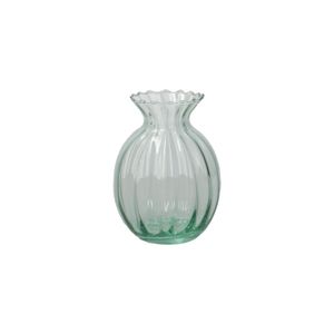 Vase, mit Rillen, grünes Glas, 12 cm