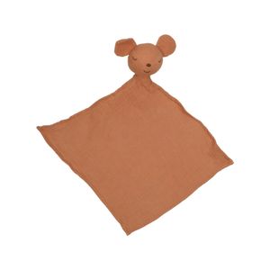 Knuffeldoekje, mousseline stof, muis, terracotta