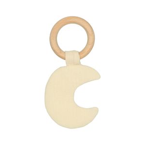 Knistertuch mit Holzring, Mond, offwhite 