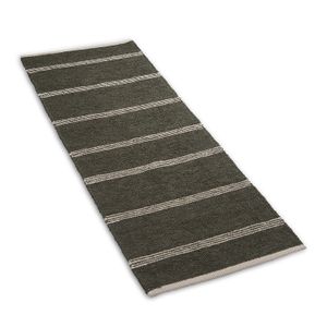 Vloerkleed, gerecycled katoen, groene streep, extra lang