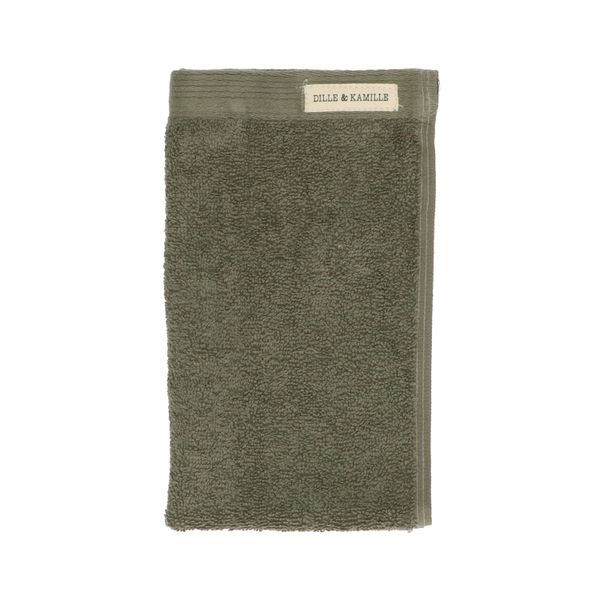 Dark-olive green recycled cotton guest towel, 30 x 50 cm