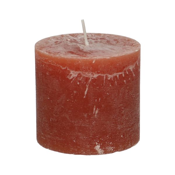 Terracotta coloured pillar candle, 10 x 9 cm