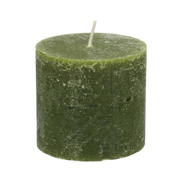 Bougie bloc, vert militaire, 10 x 9 cm