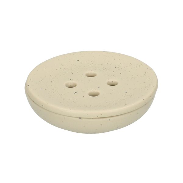 Zeepschaaltje rond, beige spikkel, keramiek