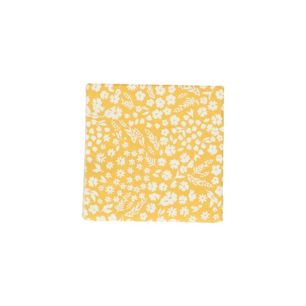 Serviettes de table, papier, fleurs, jaune, petit