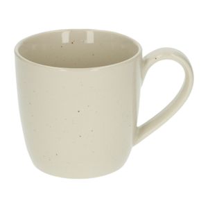 Koffiemok, steengoed, beige, spikkel