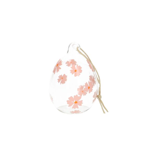 Suspension en verre, œuf de Pâques, fleur, rose