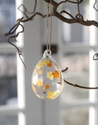 Suspension en verre, œuf de Pâques, fleur, rose