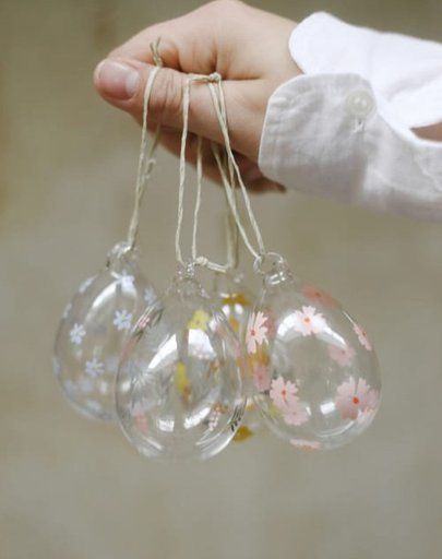 Suspension en verre, œuf de Pâques, fleur, rose