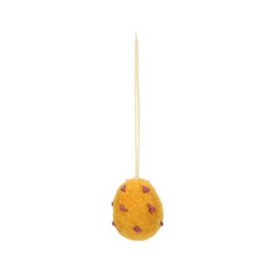 Vilten hanger, paasei, geel, stip