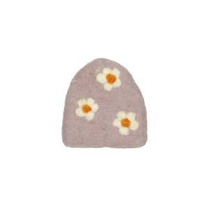 Vilten eierwarmer, bloem, paars