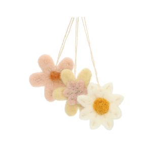 Vilten hangers, bloem, set van drie 