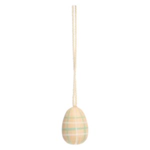 Houten hanger, paasei, ruitjes, groen