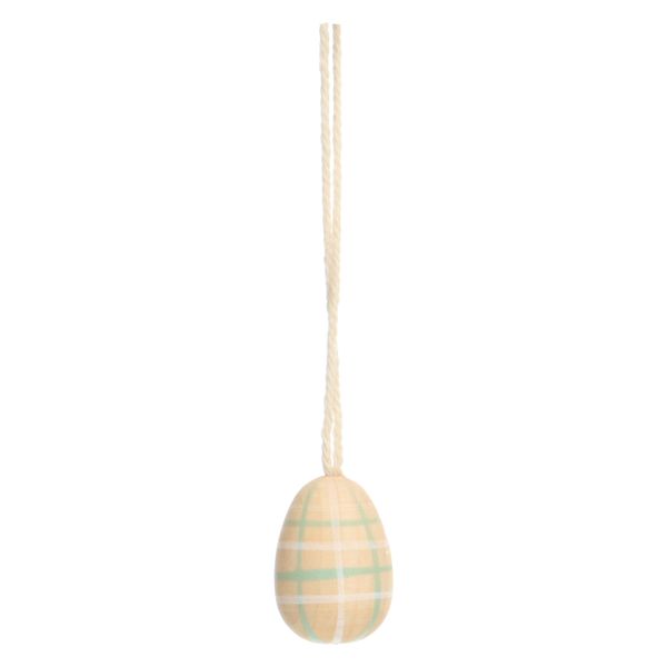 Houten hanger, paasei, ruitjes, groen