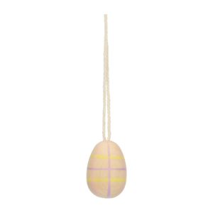 Houten hanger, paasei, ruitjes, paars