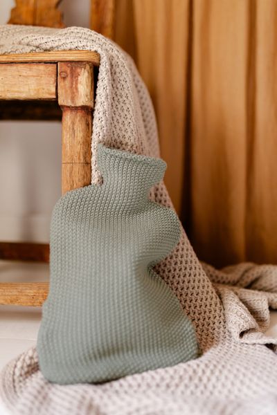 Bouillote et housse en tricot, caoutchouc et coton bio