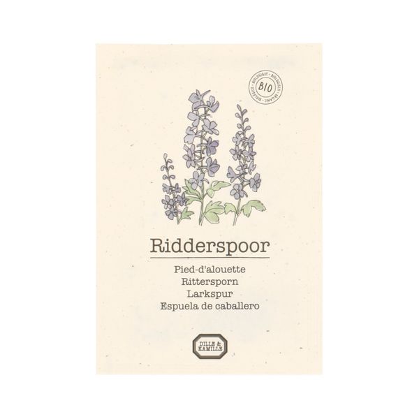 Bloemenzaden, biologisch, Ridderspoor, 0,25GR, 0.25 g