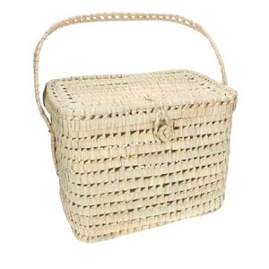 Picknickmand met deksel, palmblad, 27 x 37 x 28 cm