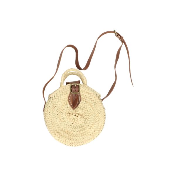 Round, palm leaf bag with shoulder strap, ø 24 cm