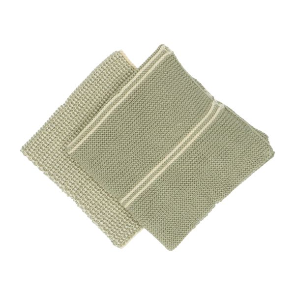 Wipes, knitted, linden tree green 25 x 25 cm, cotton