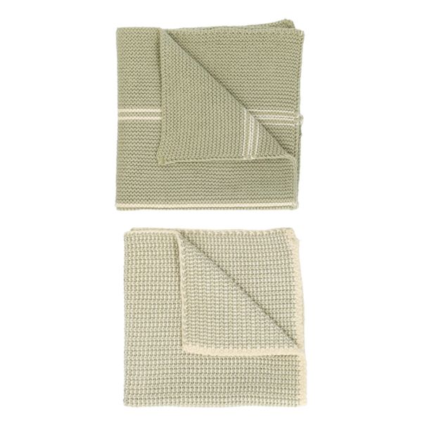 Vaatdoekjes, gebreid katoen, lindegroen, 2 stuks 25 x 25 cm