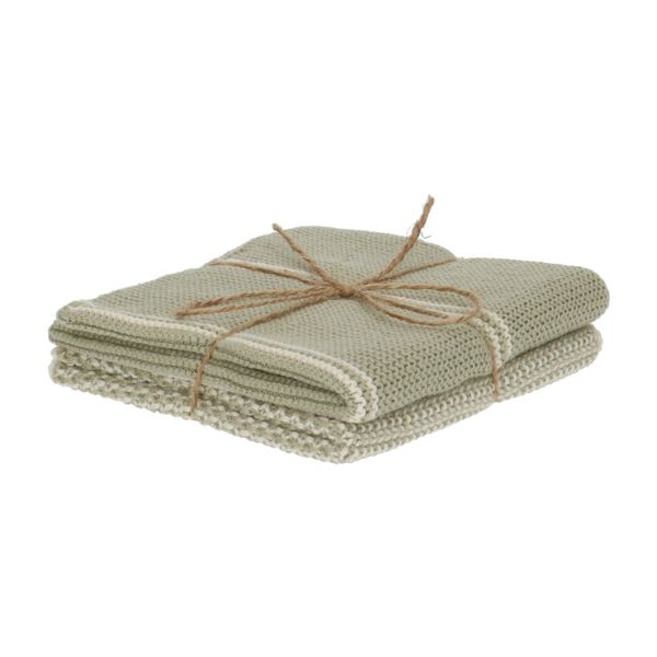Wipes, knitted, linden tree green 25 x 25 cm, cotton