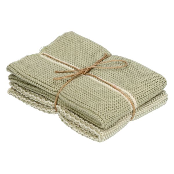 Spültücher, gestrickte Baumwolle, lindgrün, 2 Stück 25 x 25 cm