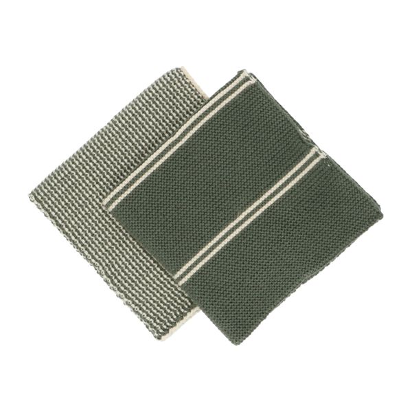 Wipes, knitted, dark green 25 x 25 cm, cotton