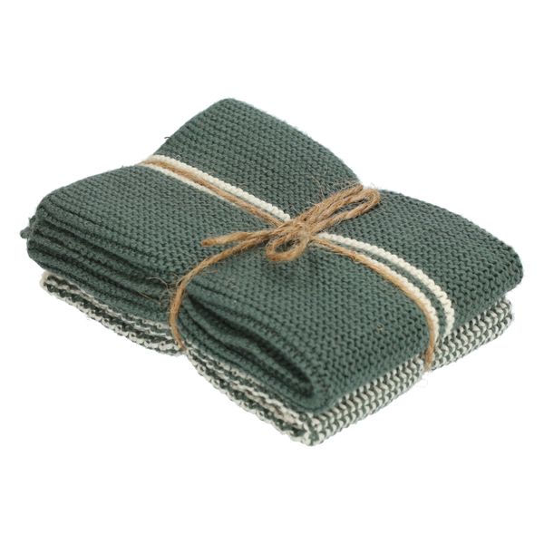 Wipes, knitted, dark green 25 x 25 cm, cotton