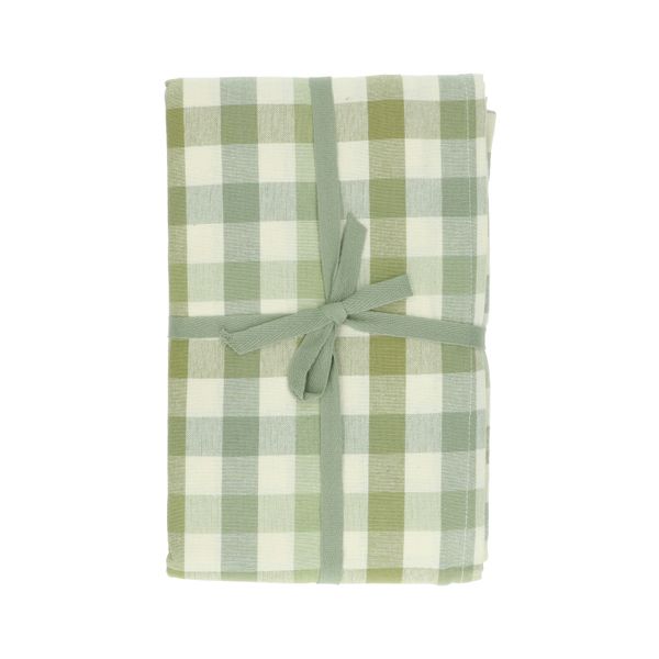 Tablecloth, GOTS organic cotton, green, checkered, 140 x 180 cm