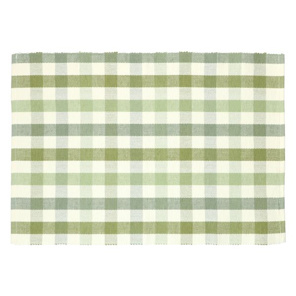 Placemat geribbeld, GOTS bio-katoen, groen, geruit, 35 x 50 cm