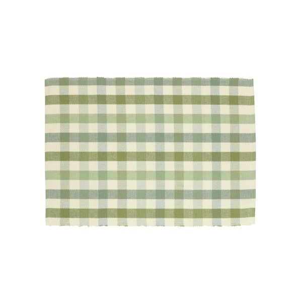 Set de table, coton, carreaux, vert, 35 x 50 cm