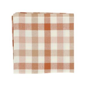 Serviette de table, coton, carreaux, brun et rose, 40 x 40 cm 
