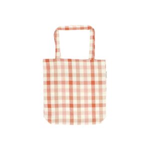 Tas, katoen, geruit, bruin/roze 
