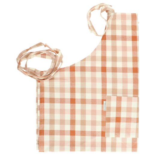 Apron, red checkered, cotton, 96 x 90 cm