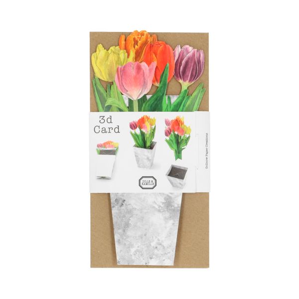 Kaart 3D met envelop, tulpen Kaart 3D met envelop, tulpen