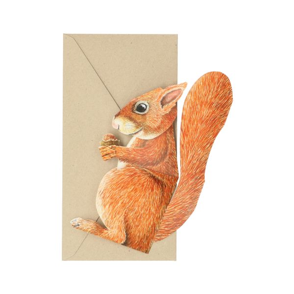 Image of Kaart 3D met envelop, eekhoorn