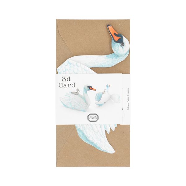 Carte 3D avec enveloppe, cygne  Carte 3D avec enveloppe, cygne