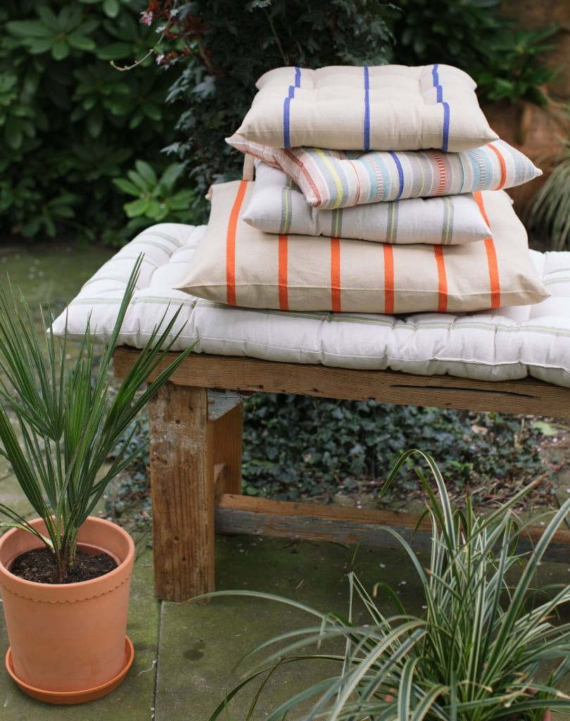 Green striped patio chair hot sale cushions