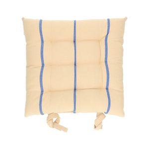 Galette de chaise, coton bio, rayures bleues, 40 x 40 cm 