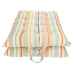 Multi-coloured, striped bench cushion, 140 x 50 cm 